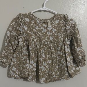 Rylee + Cru Brown and White Floral Blouse
